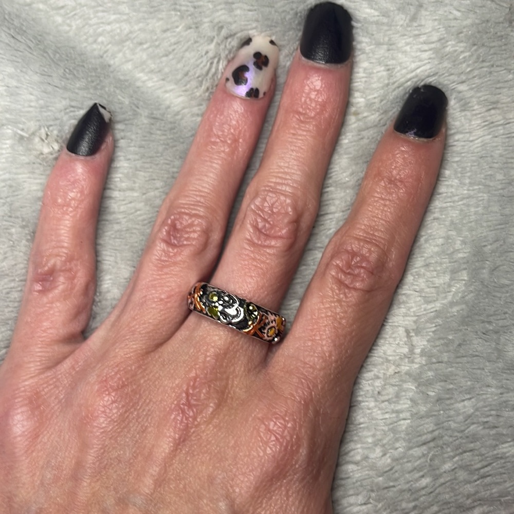 Vintage S925 750 Sterling Silver Rose Gold Carved Dragonfly Sunflower Ring - Picture 9 of 16